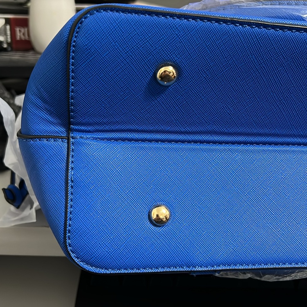 Montana West Blue Satchel Bag with Metallic Accents - Picture 3 of 7